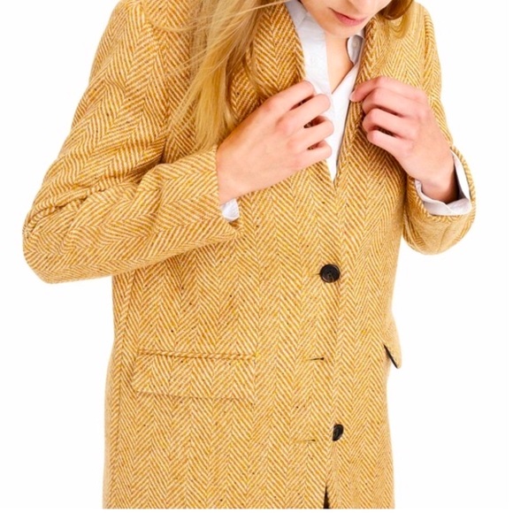 J. Crew Gold Yellow Marled Wool Herringbone Winter Topcoat Coat 00 XXS